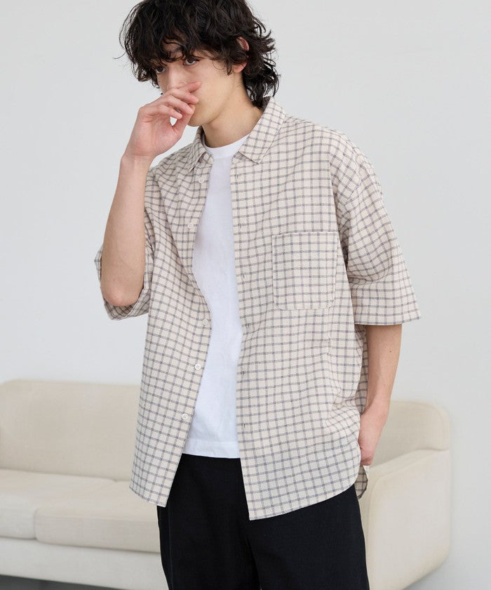 コーエン coen コットンシアーチェックシャツ （OFF WHITE） OFF WHITE