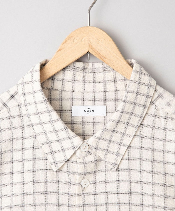 コーエン coen コットンシアーチェックシャツ （OFF WHITE） OFF WHITE