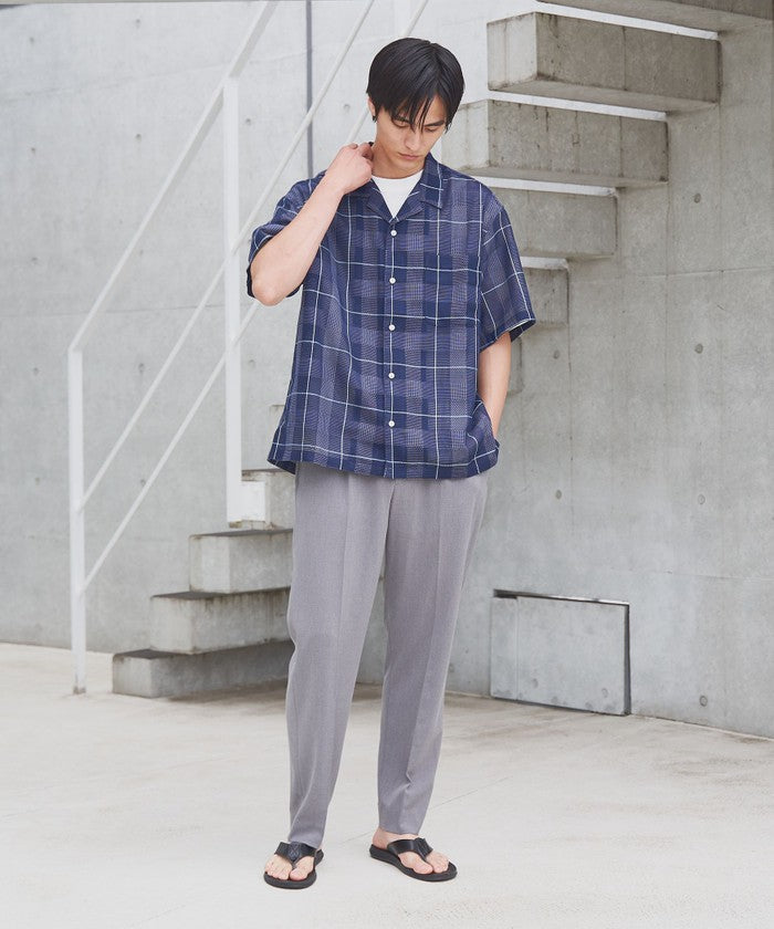 絡み織りチェックシャツ MD.GRAY