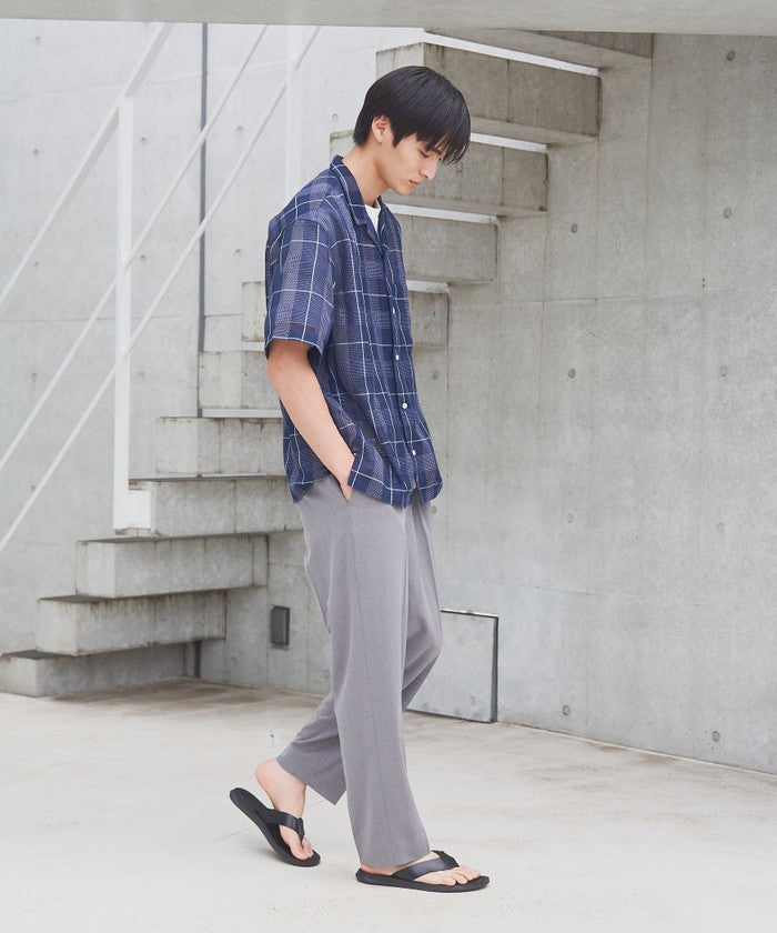 絡み織りチェックシャツ MD.GRAY