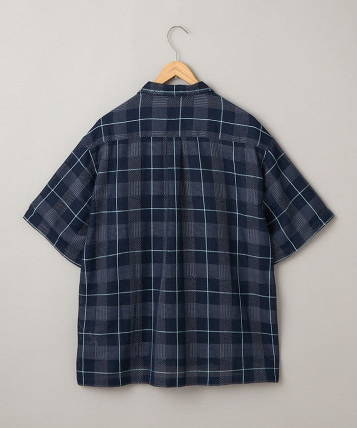 絡み織りチェックシャツ MD.GRAY