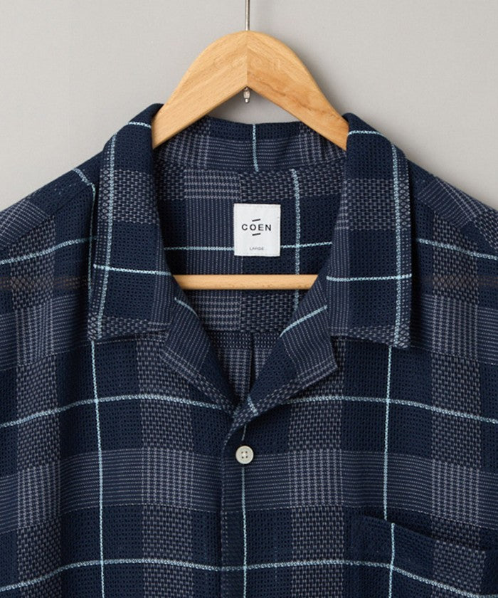 絡み織りチェックシャツ MD.GRAY