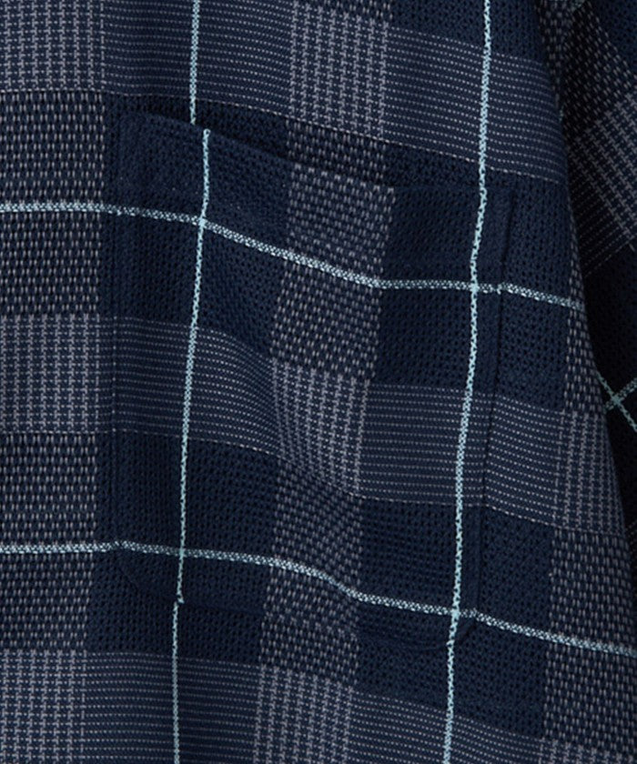 絡み織りチェックシャツ MD.GRAY