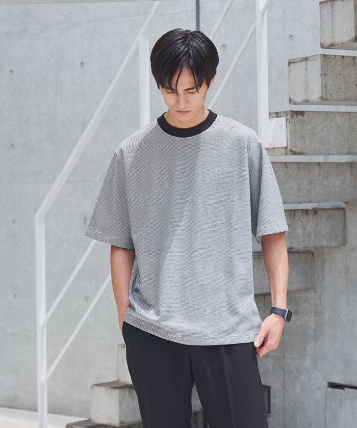 クリーンプラスボーダーTシャツ【抗菌防臭・防汚（食品汚れ）・UVカット】 NAVY