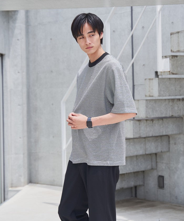 クリーンプラスボーダーTシャツ【抗菌防臭・防汚（食品汚れ）・UVカット】 NAVY