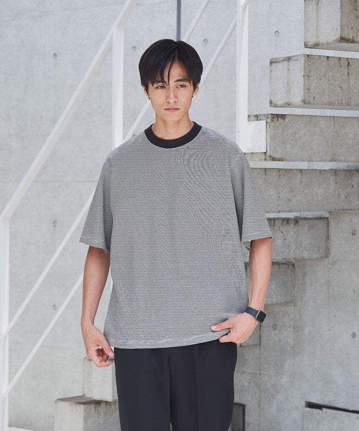クリーンプラスボーダーTシャツ【抗菌防臭・防汚（食品汚れ）・UVカット】 NAVY