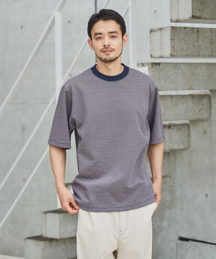 クリーンプラスボーダーTシャツ【抗菌防臭・防汚（食品汚れ）・UVカット】 NAVY