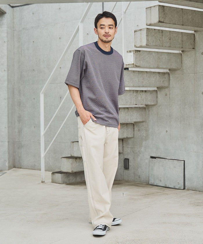 クリーンプラスボーダーTシャツ【抗菌防臭・防汚（食品汚れ）・UVカット】 NAVY