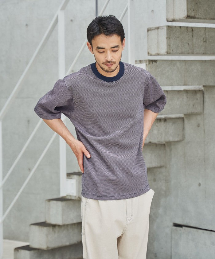 クリーンプラスボーダーTシャツ【抗菌防臭・防汚（食品汚れ）・UVカット】 NAVY