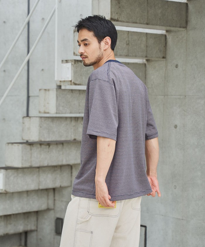 クリーンプラスボーダーTシャツ【抗菌防臭・防汚（食品汚れ）・UVカット】 NAVY