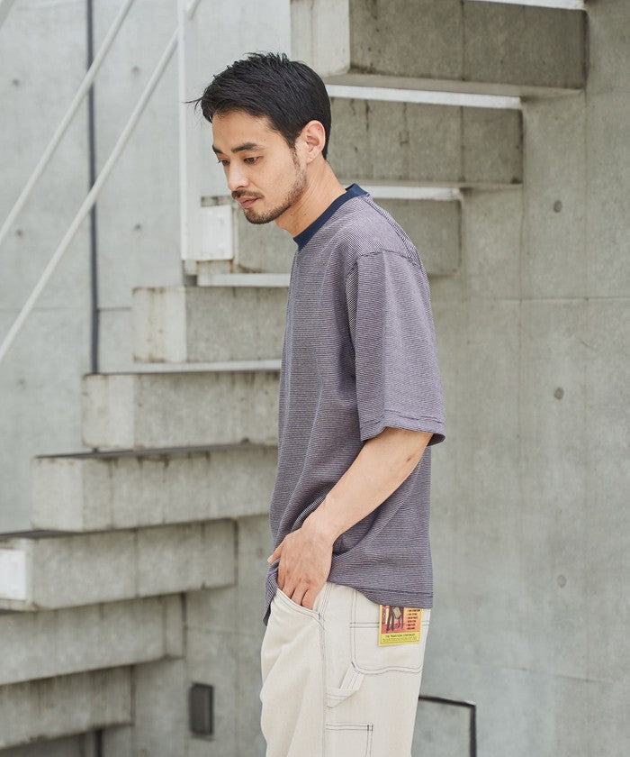 クリーンプラスボーダーTシャツ【抗菌防臭・防汚（食品汚れ）・UVカット】 NAVY