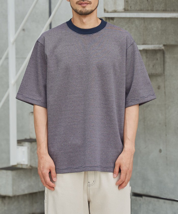 クリーンプラスボーダーTシャツ【抗菌防臭・防汚（食品汚れ）・UVカット】 NAVY