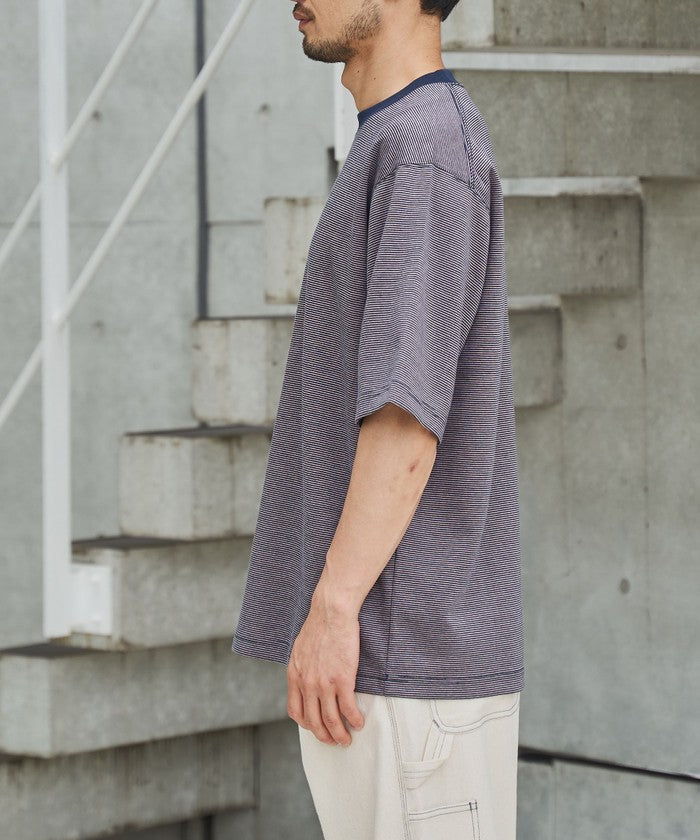 クリーンプラスボーダーTシャツ【抗菌防臭・防汚（食品汚れ）・UVカット】 NAVY