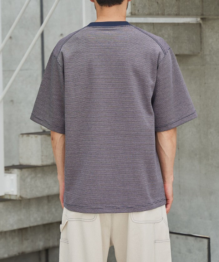 クリーンプラスボーダーTシャツ【抗菌防臭・防汚（食品汚れ）・UVカット】 NAVY