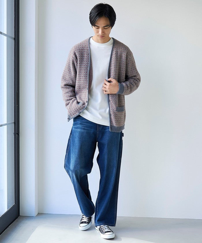 ショートフェザーニットカーディガン NAVY