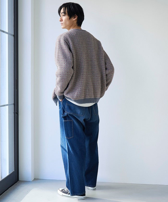 ショートフェザーニットカーディガン NAVY