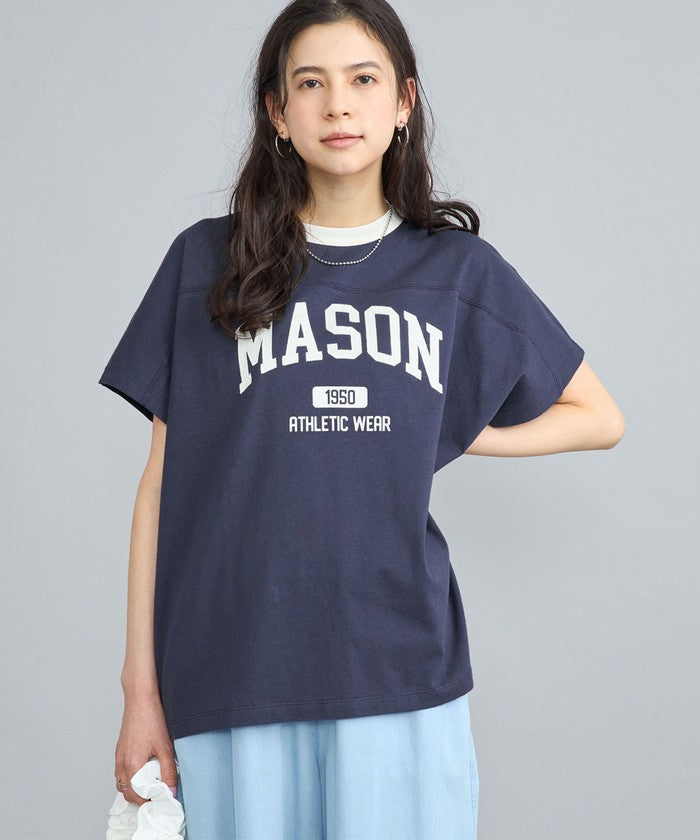 MASON別注フットボールロゴTシャツ,NAVY