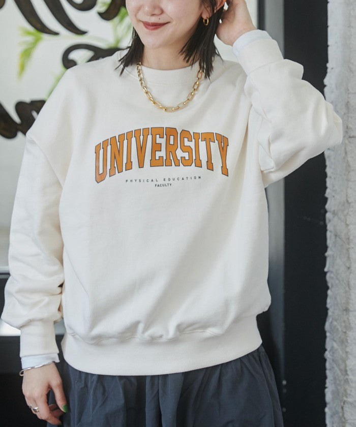 カレッジロゴプリントスウェット,OFF WHITE