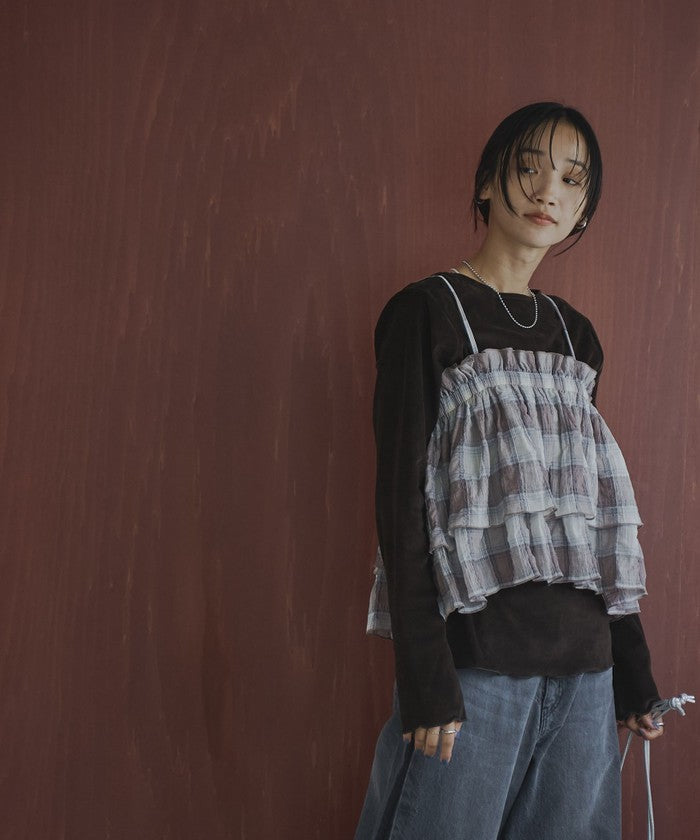 シアーベロアロングスリーブTシャツ