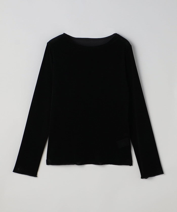 シアーベロアロングスリーブTシャツ,BLACK