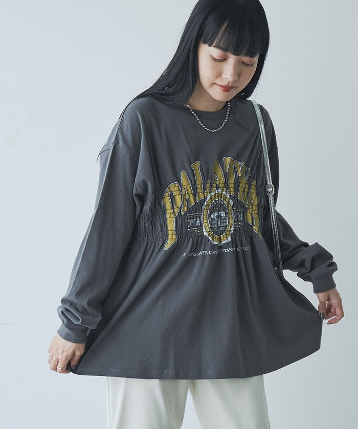 【WEB限定】天竺シャーリングロゴTシャツ,DK.GRAY