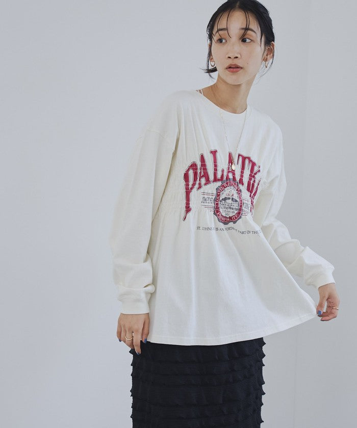 【WEB限定】天竺シャーリングロゴTシャツ,OFF WHITE