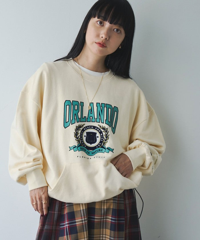 ロゴプリントカンガルーポケット裏毛スウェット,OFF WHITE