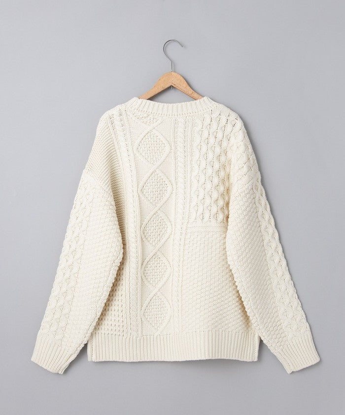 パッチワーククルーネックニット