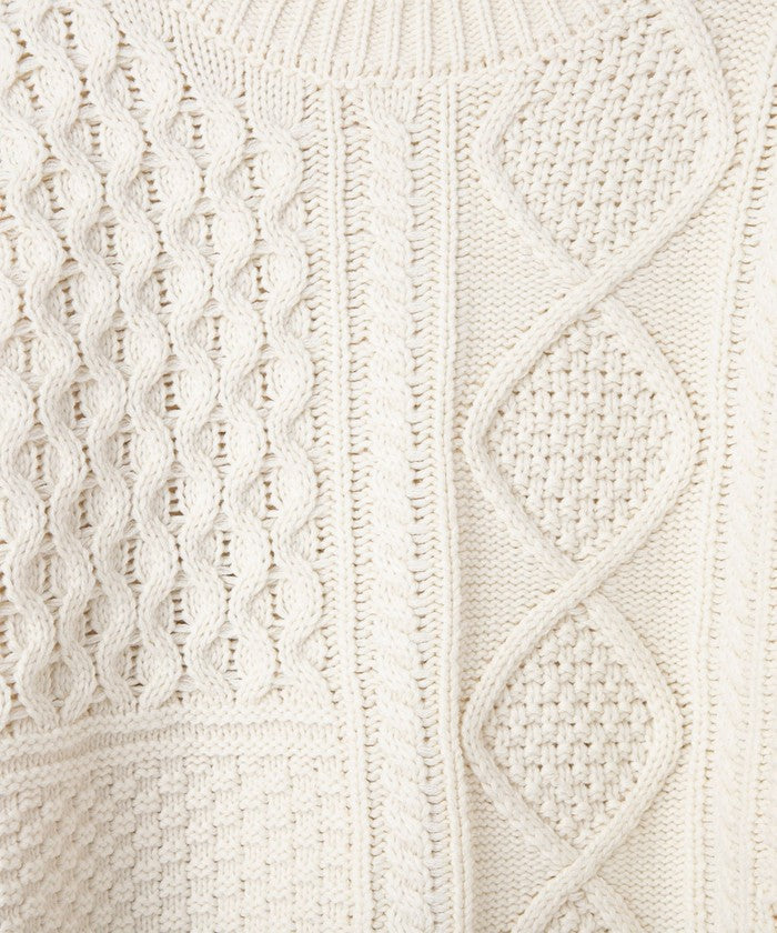 パッチワーククルーネックニット