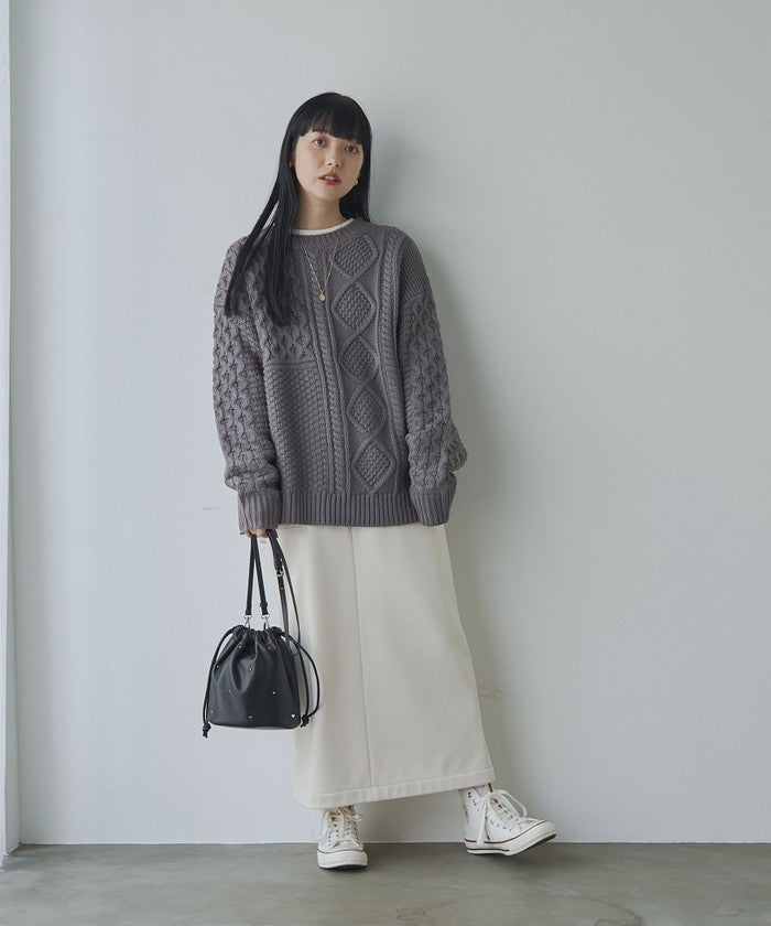 パッチワーククルーネックニット