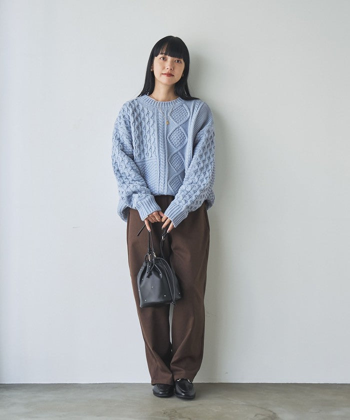 パッチワーククルーネックニット