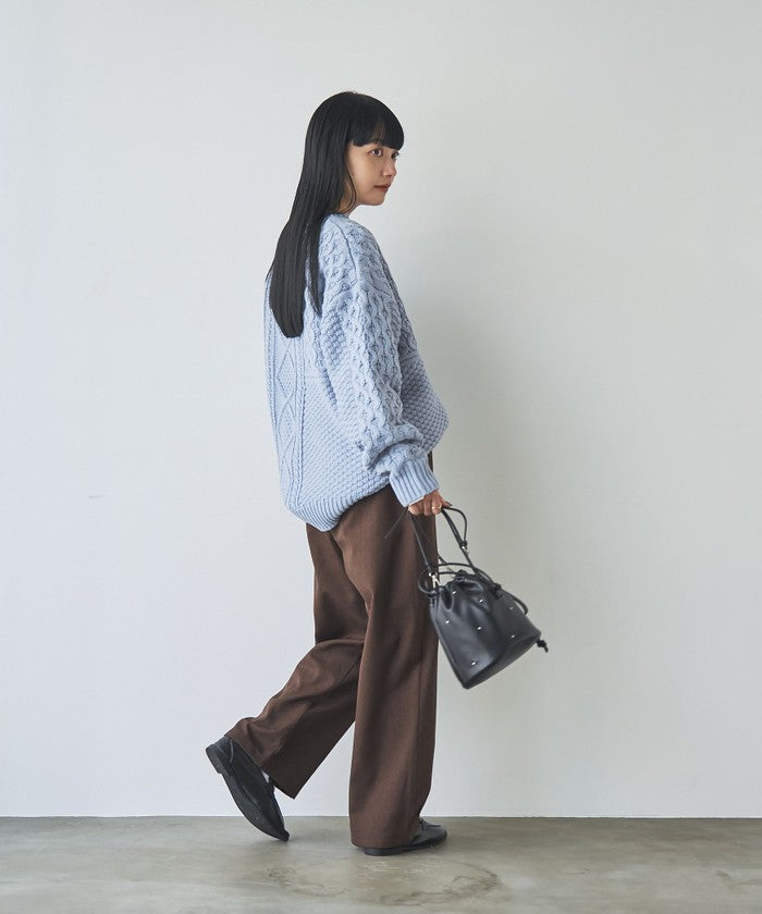 パッチワーククルーネックニット