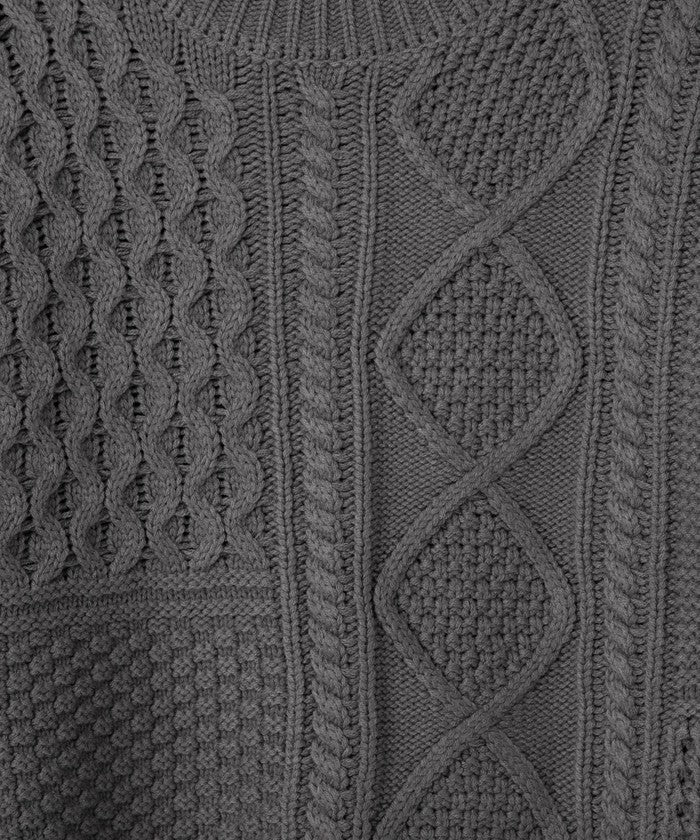 パッチワーククルーネックニット