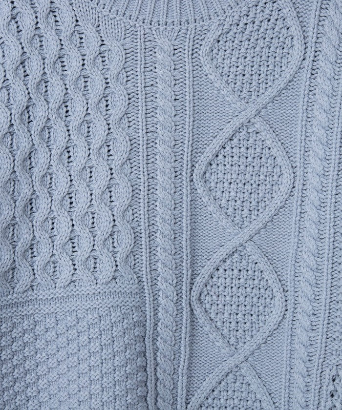 パッチワーククルーネックニット