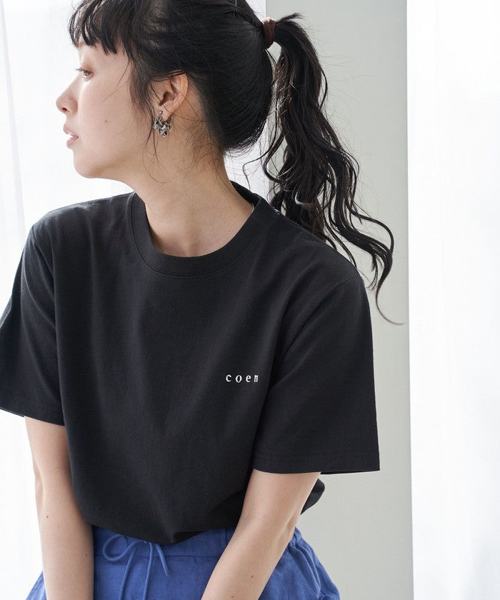 USAコットン COENロゴ刺繍Tシャツ BLACK