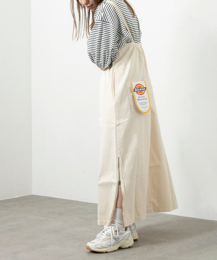 【WEB限定】Dickies（ディッキーズ）別注サイドジップジャンパースカート OFF WHITE