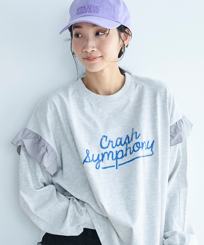 フハク ドッキング フリル袖 ロングスリーブTシャツ