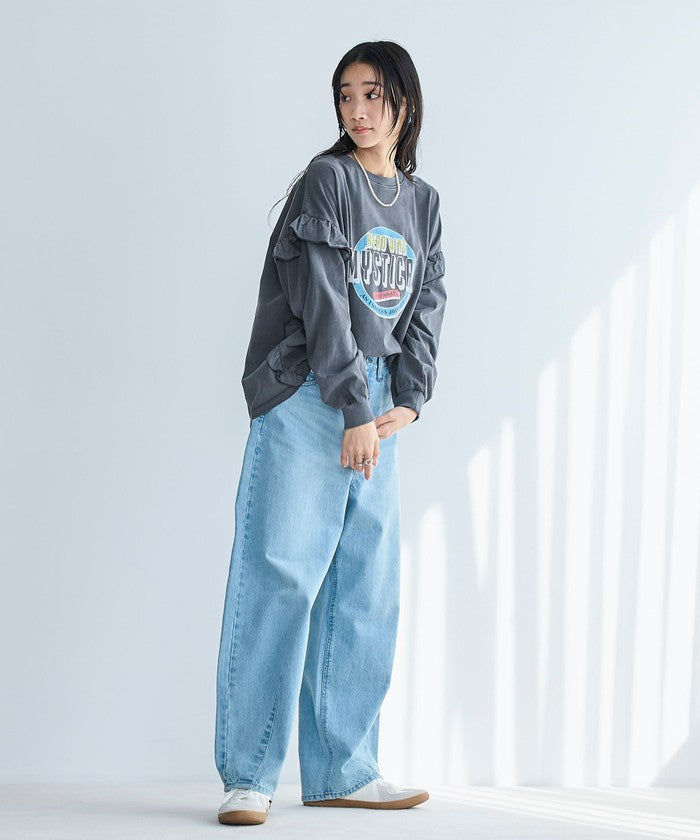 フハク ドッキング フリル袖 ロングスリーブTシャツ