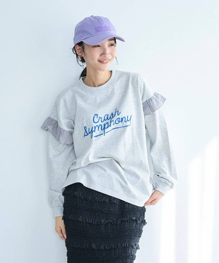 フハク ドッキング フリル袖 ロングスリーブTシャツ
