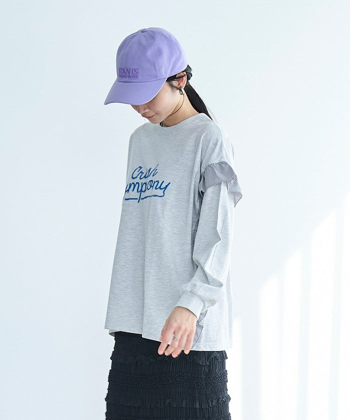 フハク ドッキング フリル袖 ロングスリーブTシャツ