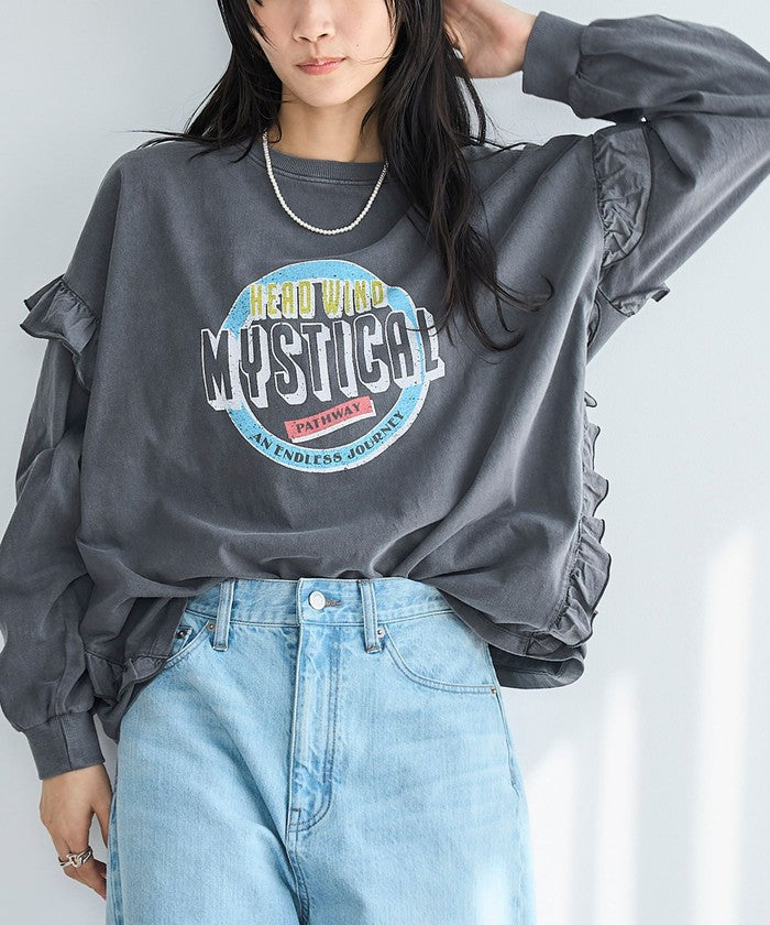 フハク ドッキング フリル袖 ロングスリーブTシャツ