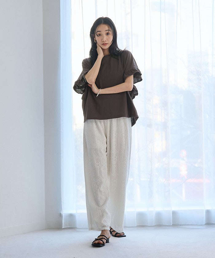 エマール検証済み【UVカット・接触冷感】WELLTECT USAコットン フリルスリーブプルオーバー BLACK