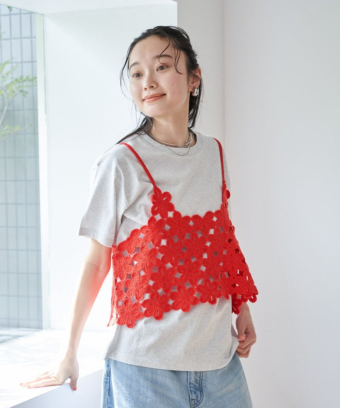 【セットアイテム】 クロシェキャミセットT LT.GRAY