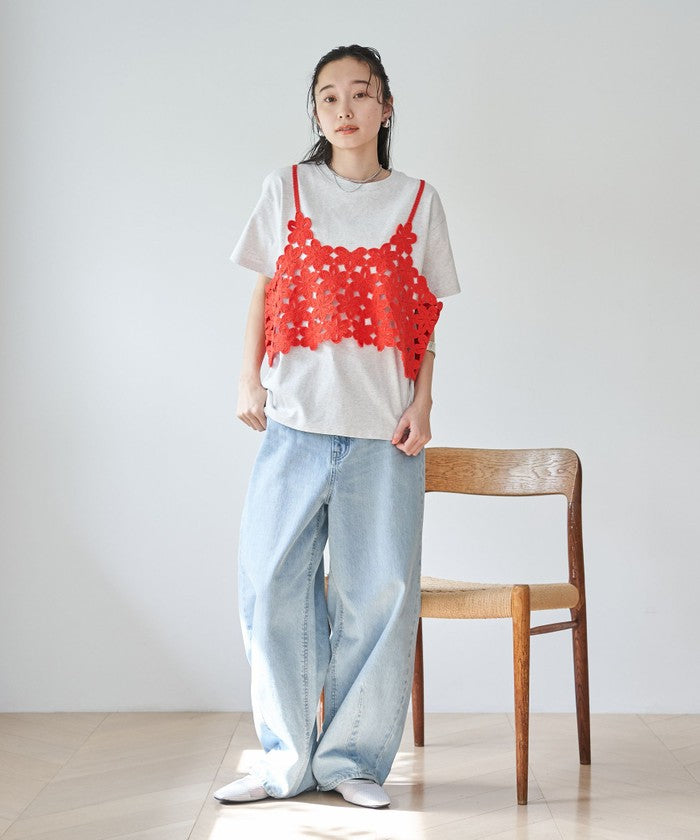 【セットアイテム】 クロシェキャミセットT LT.GRAY