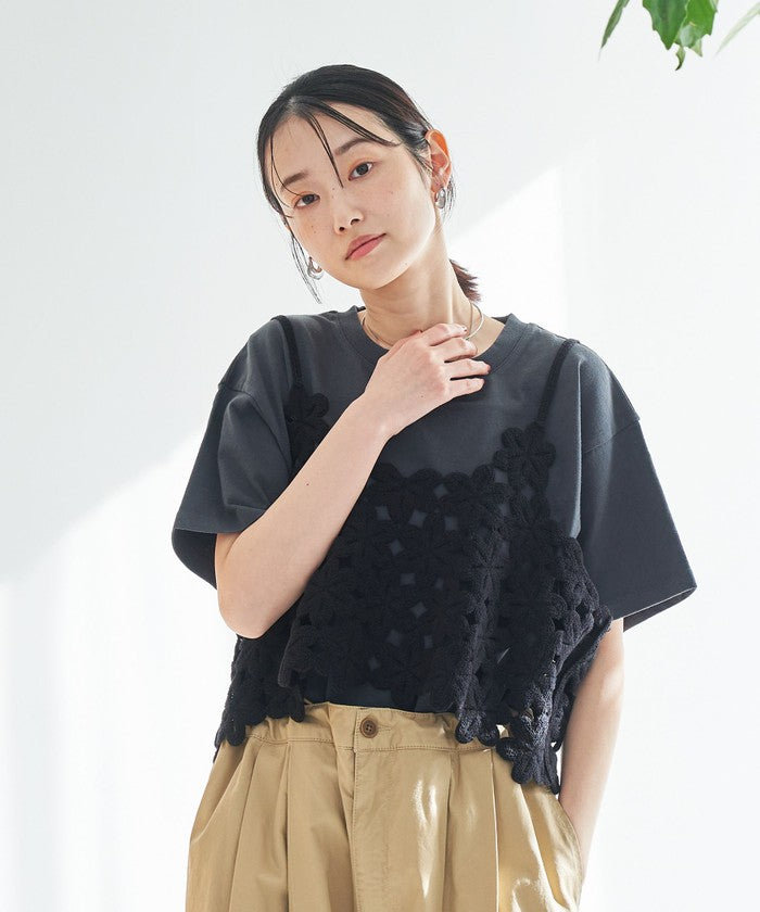 【セットアイテム】 クロシェキャミセットT LT.GRAY