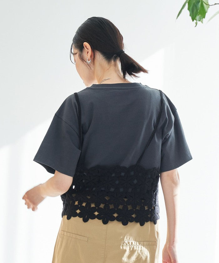 【セットアイテム】 クロシェキャミセットT LT.GRAY