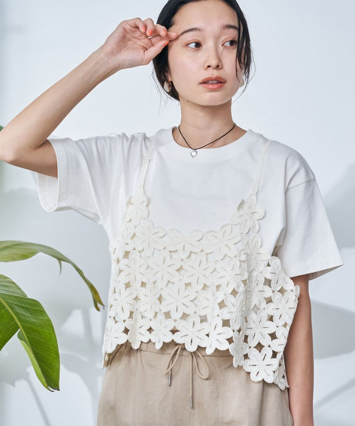 【セットアイテム】 クロシェキャミセットT OFF WHITE