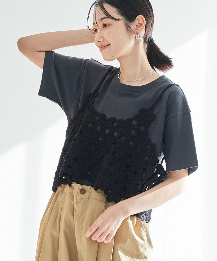 【セットアイテム】 クロシェキャミセットT DK.GRAY