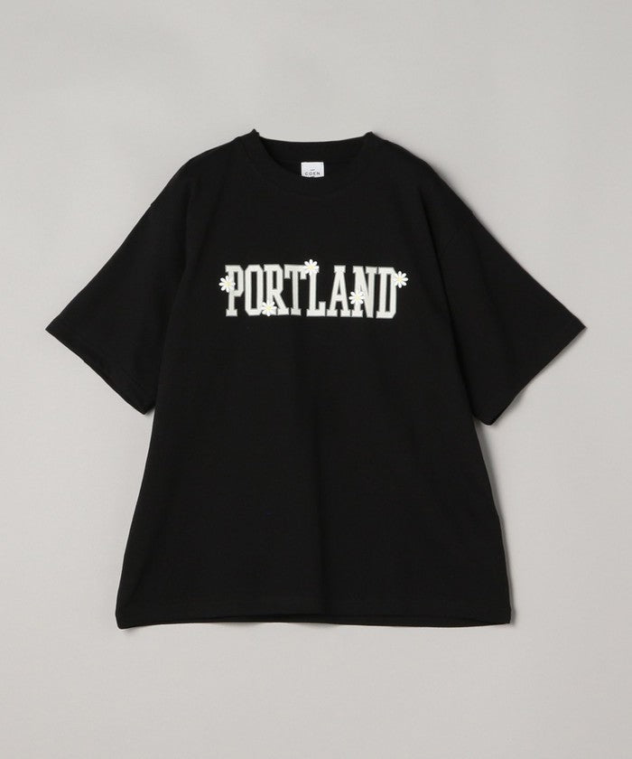 接触冷感 カレッジロゴプリントTシャツ OFF WHITE