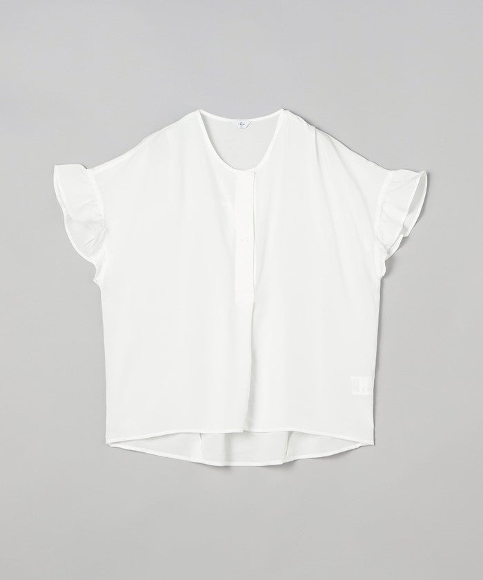 【接触冷感】袖フリルスキッパーブラウス OFF WHITE